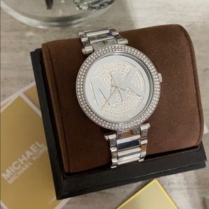 NWT Michael Kors MK logo Silver Watch